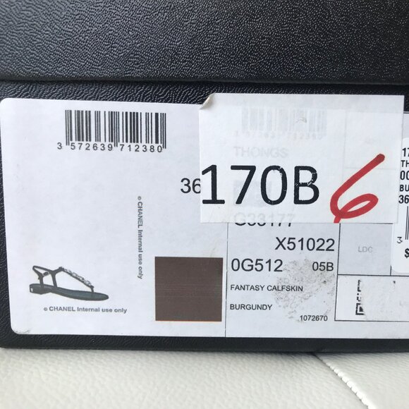 CHANEL BURGUNDY PATENT LEATHER SPARKLE CAMELLIA PEARL CC LOGO THONG SANDALS 36 - Picture 2 of 14